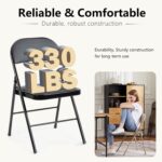 DUMOS 2 Pack Leather Padded Folding Chair, Indoor Outdoor Portable Stackable Commercial Seat with Steel Frame, Capacity for Home, Office, Party, Comfy, Black - Image 6