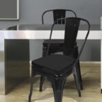 SINOSSO Kitchen Magnetic Metal Chair Cushions Set of 2, 14" Luxury Velvet Memory Foam Seat Pads for Cafe Stackable Chair (U-Shape, Black, 2) - Image 8