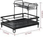 Dish Drying Rack - X-Large Stainless Steel Dish Rack for Kitchen Counter, 2-Tier Kitchen Organizers and Storage for Dishes, Bowls, Cutlery, Black - Image 7