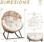 Shintenchi Wicker Egg Chair,Oversized Outdoor Indoor Rocking Chair,Large PE Rattan Rocking Chair with Cushion for Patio, Balcony, Backyard, Garden, Beige - Image 3