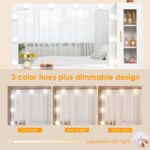 BEWISHOME 49.2" Large Vanity Desk with Mirror and Lights,White Makeup Vanity Table with Glass Top,Stool,Makeup Desk with Power Outlet,5 Drawers,Nightstand,Dressing Table for Bedroom Women FST34W - Image 4