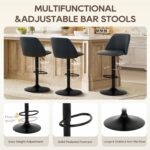 COLAMY Bar Stools Set of 2, Modern Swivel Bar Chairs, Adjustable PU Leather Upholstered Barstools Counter Height with Full Backrest for Bar, Dining Room, Kitchen Island, Black - Image 5
