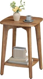 VASAGLE MAEZO Collection - Side Table, 2-Tier Small Square End Table, Nightstand with Tapered Legs, Curved Transitions, for Small Spaces, Living Room, Bedroom, Honey Brown ULET236K01 - Image 2