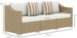 Outsunny 3 Seater Patio Sofa, Wicker Sofa with Cushions, Outdoor Furniture Rattan Couch with 2 Throw Pillows, Deep Seating, for Garden, Backyard, Porch, Cream White - Image 4