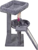 YOUPET Cat Tree with Cat Scratching Post for Indoor Cats, Cat Tower with Scratching Board and Playful Toy Balls, Cat Tree Tower with Cozy Hammock,Grey - Image 7