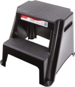 Rubbermaid 2-Step Molded Plastic Step Stool, Lightweight with Slip Resistant Treads and Non-Slip Feet, Black (Amazon Exclusive) - Image 2