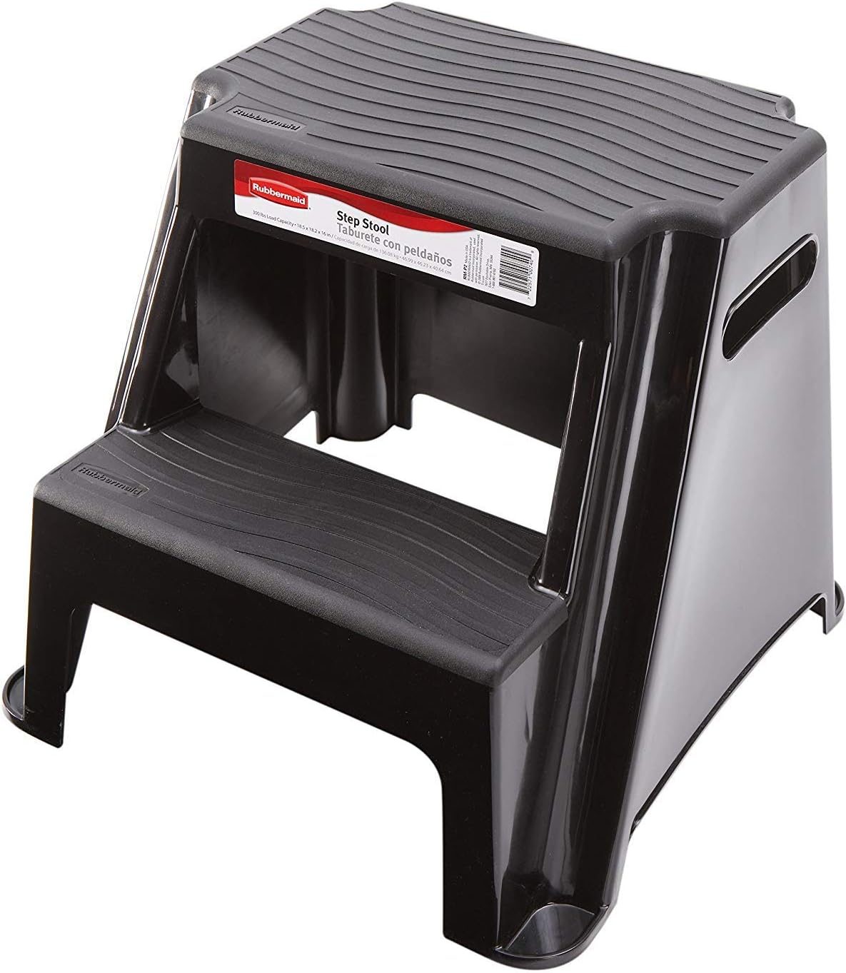 71RsvsYTn5L._AC_SL1500_.jpg Rubbermaid 2-Step Molded Plastic Step Stool, Lightweight with Slip Resistant Treads and Non-Slip Feet, Black (Amazon Exclusive) - Image 2