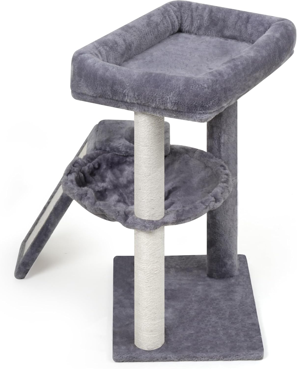 71T6PKOxlbL._AC_SL1500_.jpg YOUPET Cat Tree with Cat Scratching Post for Indoor Cats, Cat Tower with Scratching Board and Playful Toy Balls, Cat Tree Tower with Cozy Hammock,Grey - Image 9