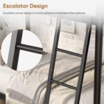 soges Twin Over Twin Metal Bunk Bed with Ladder & Guardrail, Space-Saving Bunk Bed, Heavy Duty Metal Bed Frame for Teens Adults, Black - Image 6