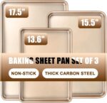 Baking Sheet Pan Set of 3, Commercial Cookie Sheets for Baking, Nonstick Half/Quarter/Jelly Roll Pans Replacement Toaster Oven Tray, Heavy Duty & Easy Clean, Champagne Gold - Image 2