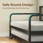 Rolanstar Daybed with Charging Station and LED Lights, Height Adjustable Twin Daybed with Trundle, Metal Sofa Bed Frame with Steel Slat Support for Living Room, Bedroom and Guest Room, Black - Image 7