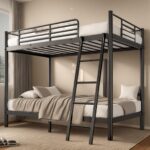 soges Twin Over Twin Metal Bunk Bed with Ladder & Guardrail, Space-Saving Bunk Bed, Heavy Duty Metal Bed Frame for Teens Adults, Black - Image 2