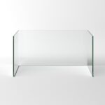 Neos Modern Furniture Bent Glass Computer Desk, Rectangular Shaped PC Laptop Workstation Table for Home Office, Clear - Image 9