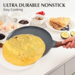 SENSARTE Nonstick Crepe Pan, Swiss Granite Coating Dosa Pan Pancake Flat Skillet Tawa Griddle 12-Inch with Stay-Cool Handle, Induction Compatible - Image 4