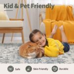 Area Rugs 5x7, Washable Rugs for Living Room, Vintage Boho Light Blue Rug for Office, Dining Room, Kids Room and Farmhouse, Durable Low Pile Non-Slip Area Rug for High Traffic Areas - Image 9