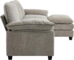 Karl home Sectional Sofa Modular Deep Seat Sofa Couch with Ottoman, Chenille Sofa Sleeper Comfy Upholstered Furniture for Living Room, Apartment, Studio, Office, (3-Seat & 1-Ottoman, Light Gray) - Image 7