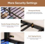 DICTAC Full Over Twin Bunk Bed with Desk and Charging Station Metal Full Size Over Twin Loft Bed with Led Lights & Storage Shelves and Drawers for Teen,Safety Guard & Stairs,No Box Spring Needed,Black - Image 10