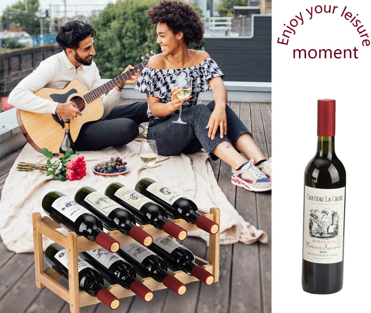 71YaXoPz4oL._AC_SL1200_.jpg Wine Rack 8 Bottle 2-Tier Eco-Friendly Bamboo Wine Storage Easy-Assembly Space-Saving for Wine Lovers,Kitchen Wine Organizer for Countertop,Pantry, Home,Room Decor,Bar - Image 3