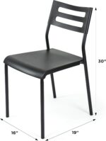 Humble Crew Desk Chair no Wheels, Black, 16"W x 19"D x 30"H, 200 lbs Max - Lightweight Plastic Chair for Small Spaces - Premium Stackable Minimalist Chair for Office, Dorm, Bedroom, Dining, and More - Image 4