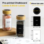 AOZITA 14 Pcs Spice Jars with Bamboo Lids - 4oz Square Spice Bottles with Spice Labels, Shaker Lids, Funnel - Image 5