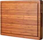 Bamboo Wood Cutting Board for Kitchen, 1" Thick Butcher Block, Cheese Charcuterie Board, with Side Handles and Juice Grooves, 16x11" - Image 2