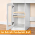 BEWISHOME 49.2" Large Vanity Desk with Mirror and Lights,White Makeup Vanity Table with Glass Top,Stool,Makeup Desk with Power Outlet,5 Drawers,Nightstand,Dressing Table for Bedroom Women FST34W - Image 10