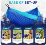 Camping Hammock Lightweight, Portable Hammocks Parachute Hammock with Two Tree Straps, Single or Double Travel Swing Nylon Camp Hammocks, Outdoor Essentials for Beach Backpacking Hiking, Blue - Image 5