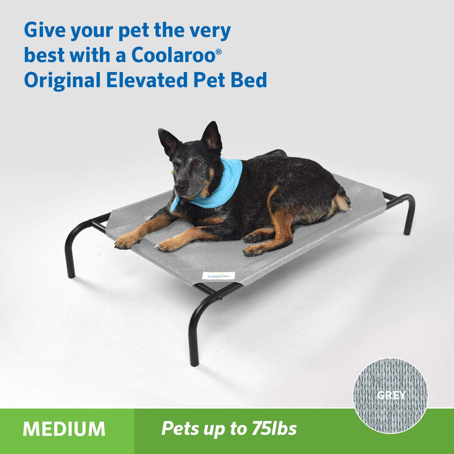 71blrbxt1LL._AC_SL1500_.jpg Coolaroo Original Elevated Dog Bed - Breathable Off-The-Ground Pet Bed with Cooling Fabric, Joint Relief & Moisture-Resistant Fabric, 100% Recyclable, Easy Clean, Grey, Medium - Image 3