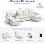 LINSY HOME Modular Sectional Couches, 115" U Shaped Cloud Sofa with Versatile Console, Chenille 4-Seat Sofa Set for Living Room, Apartment, Office, Beige - Image 3