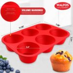 Walfos Silicone Texas Muffin Pan Set- 6 Cup Jumbo Silicone Cupcake Pan, Non-Stick, Just PoP Out! Perfect for Egg Muffin, Big Cupcake - BPA Free and Dishwasher Safe, Set of 2 - Image 7