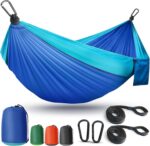 Camping Hammock Lightweight, Portable Hammocks Parachute Hammock with Two Tree Straps, Single or Double Travel Swing Nylon Camp Hammocks, Outdoor Essentials for Beach Backpacking Hiking, Blue - Image 2