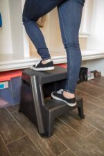 Rubbermaid 2-Step Molded Plastic Step Stool, Lightweight with Slip Resistant Treads and Non-Slip Feet, Black (Amazon Exclusive) - Image 7