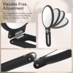 Magnifying Handheld Mirror Double Sided, 1X 15X Magnification Hand Mirror, Travel Folding Held Adjustable Rotation Pedestal Makeup Desk Vanity - Image 5