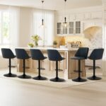 COLAMY Bar Stools Set of 2, Modern Swivel Bar Chairs, Adjustable PU Leather Upholstered Barstools Counter Height with Full Backrest for Bar, Dining Room, Kitchen Island, Black - Image 7