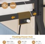 ADORNEVE Low Bunk Bed Twin Over Twin with Storage Bookshelves, 2 Drawers & Power Outlet, LED Metal Floor Bunk with Full-Length Guardrail & Metal Slats, No Box Spring Needed, for Kids, Black - Image 5