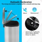 PayLessHere 13 Gallon (50L) in Home Recycling Bin Kitchen Stainless Steel Recycling Bin with Lid Removable Inner Bucket Foot Pedal Soft Close for Office Home Kitchen Garbage Can Trash Bin - Image 4
