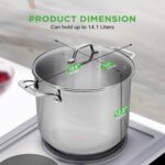 NutriChef 15-Quart Stainless Steel Stock Pot with Tempered Glass Lid - Induction Compatible Large Stockpot, Ideal for Stews & Soups, Dishwasher Safe - NCSP16 - Image 3