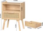 Lerliuo Rattan Nightstand, Boho Side Table with Drawer Open Shelf, Cane Accent Bedside End Table with Solid Wood Legs for Bedroom, Dorm and Small Spaces (Natural) - Image 4
