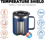 ALOUFEA 12oz Stainless Steel Insulated Coffee Mug with Handle, Double Wall Vacuum Travel Mug, Tumbler Cup with Sliding Lid, Navy - Image 5