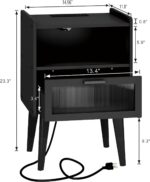 Nightstand with Charging Station, Bedside Tables, End Table Side Table with 2 Tiers Storage Space, for Bedroom, Living Room, Black CAMLBZ07BE - Image 4