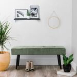 Entryway Bench - Green Bench for Bedroom, Modern Ottoman End of Bed, Corduroy Padded Benches for Living Room, Foyer, Mudroom, Hallway - 39" L x 14" W x 17" H - Image 6