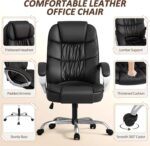 Homall Office Chair High Back Computer Desk Chair, PU Leather Adjustable Height Modern Executive Swivel Task Chair with Padded Armrests and Lumbar Support (Black) - Image 6