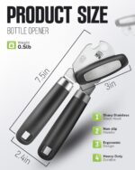 Multifunctional Can Opener Manual, Durable Heavy Duty Handheld Strong Can Opener with Smooth Cutting Edge, Friendly Kitchen Essentials Tool for Seniors, Camping and Bottle Opening-Black - Image 3
