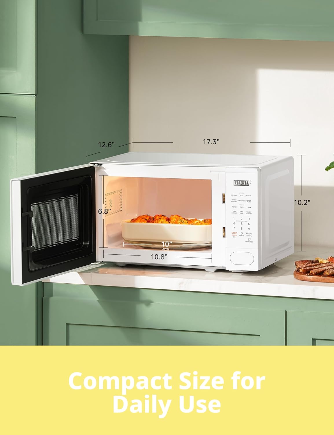 71jxQCr5jwL._AC_SL1500_.jpg COMFEE CMO-C20M1WH Retro Microwave with 11 power levels, Fast Multi-stage Cooking, Turntable Reset Function Kitchen Timer, Speedy Cooking, Weight/Time Defrost, Memory function, Children Lock, 700W - Image 5