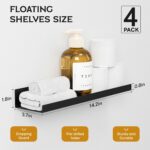 4 Pack Floating Shelves for Wall Storage, Metal Black Hanging Shelves for Living Room/Kitchen/Bedroom/Bathroom Decor, Set of 4 Organizer for Display, Book & Perfume Shelf Wall Mounted - Image 4
