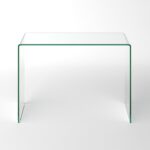 Neos Modern Furniture Bent Glass Computer Desk, Rectangular Shaped PC Laptop Workstation Table for Home Office, Clear - Image 8