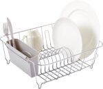 Dish Drying Rack & Cutlery Holder 2 Piece Set - Compact Sink-Fitting Dish Drainer with Rubberized Undercoating, Space-Saving Kitchen Organizer for Plates, Cups, Bowls & Utensils In Sink, Silver - Image 2