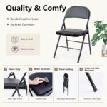 DUMOS 2 Pack Leather Padded Folding Chair, Indoor Outdoor Portable Stackable Commercial Seat with Steel Frame, Capacity for Home, Office, Party, Comfy, Black - Image 5