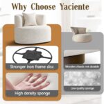 360° Modern Swivel Accent Chair, Comfy Swivel Barrel Chair, Upholstered Round Chair with Pillow, Round Reading Chair for Living Room, Nursery, Bedroom, Beige - Image 6