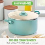 GreenLife 6QT Nonstick Stockpot with Straining Lid, Soft Grip, PFAS-Free Ceramic, Pour Spout, Multipurpose Cooking Pot, Sauces & Soups, Milk Pan, Stay-Cool Handles, Dishwasher & Oven Safe, Turquoise - Image 3